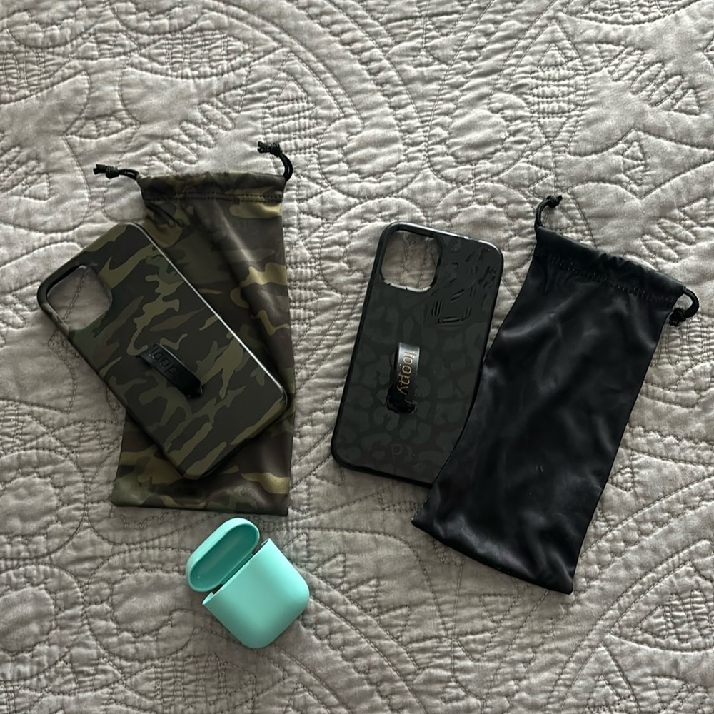 Two loopy iPhone 12 pro phone cases & airpod case
